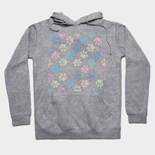 Seamless colorful doodle paw prints pattern Hoodie by GULSENGUNEL